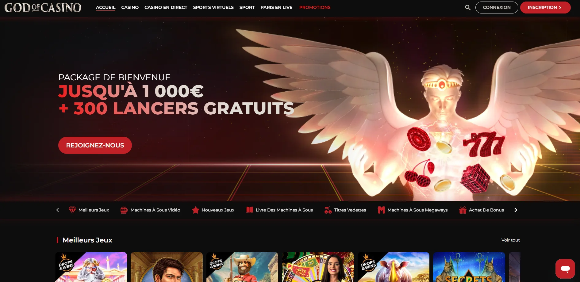 Aperçu des jeux et tables chez God Of Casino